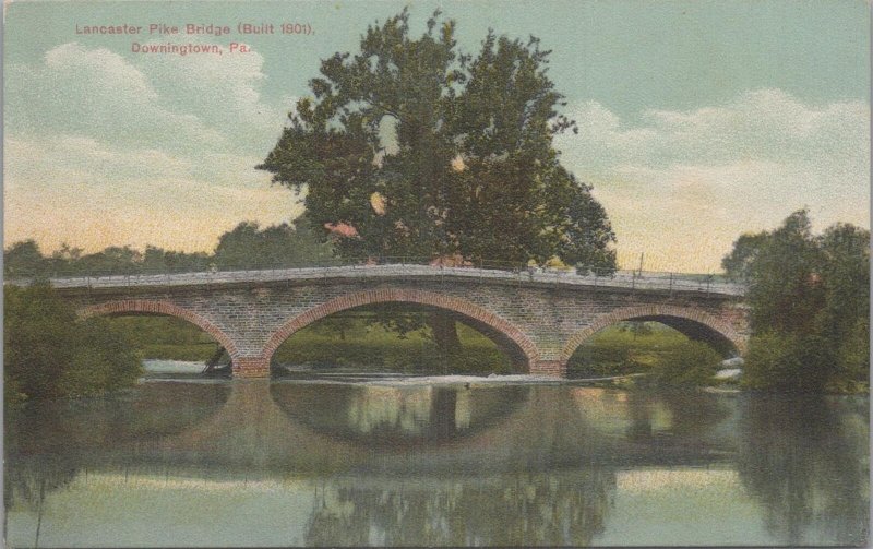 Postcard Lancaster Pike Bridge Downingtown PA