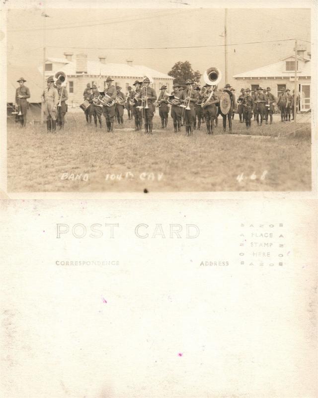 U.S. ARMY MILITARY MUSIC BAND WWI REAL PHOTO POSTCARD ANTIQUE RPPC