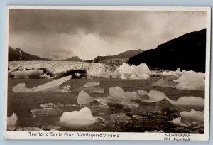 Chile Postcard Santa Cruz Territory Viedma Glacier c1920's RPPC Photo