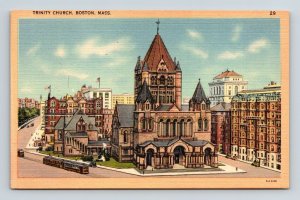 Trinity Church Boston Massachusetts MA Linen Postcard UNP VTG Tichnor Unused 