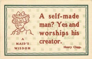 Arts Crafts creation Saying Maids wisdom WM Beach Artist C-1910 Postcard 21-2893