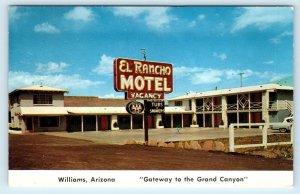 WILLIAMS, AZ Arizona  Route 66~EL RANCHO MOTEL 1960 Roadside Postcard