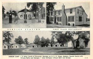 MIRROR CAMP GAS STATION US 17 SOUTH OF SAVANNAH GEORGIA POSTCARD (c. 1930s)