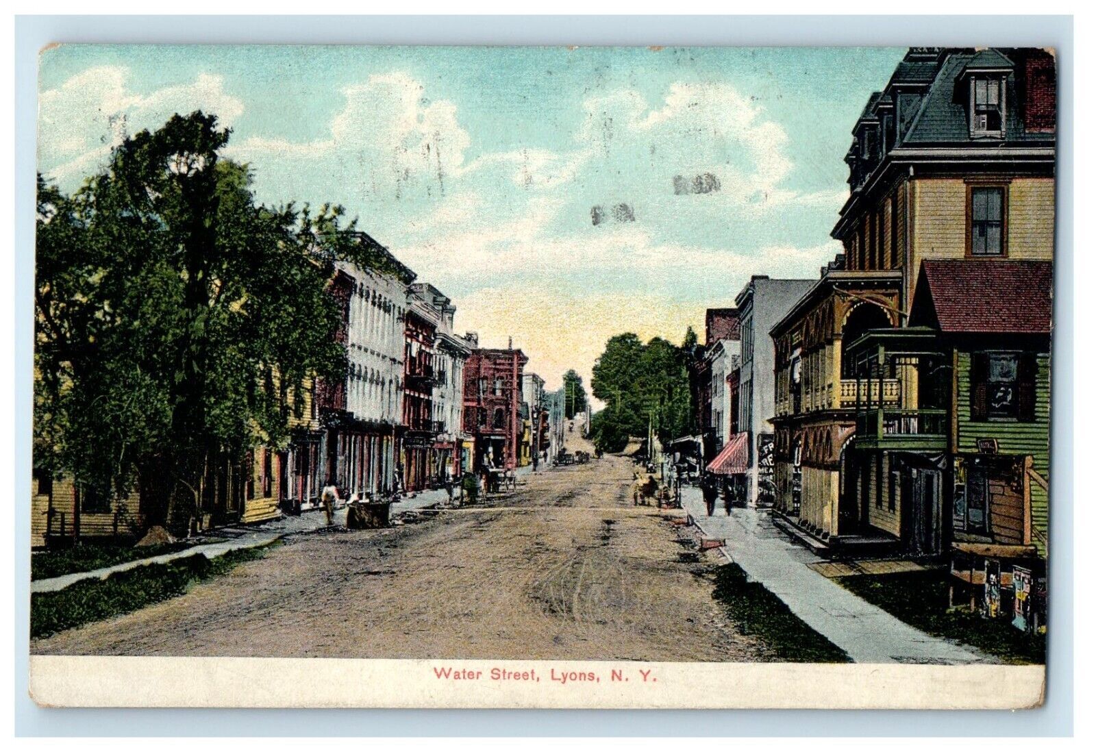 1912 Water Street View Dirt Road Stores Building Lyons New York NY