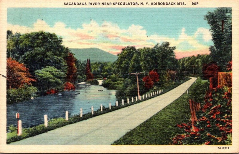 New York Adirondacks Sacandaga River Near Speculator 1947 Curteich