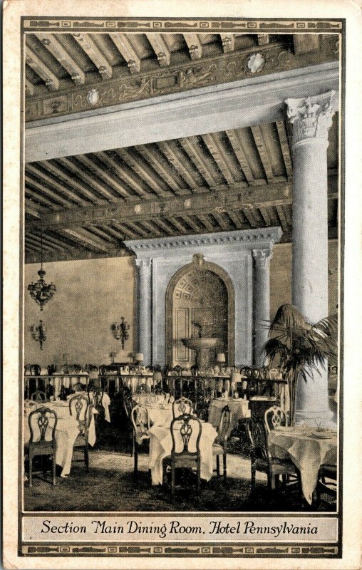 Vintage 1934 Main Dining Room Hotel Pennsylvania Manhattan New York NY Postcard