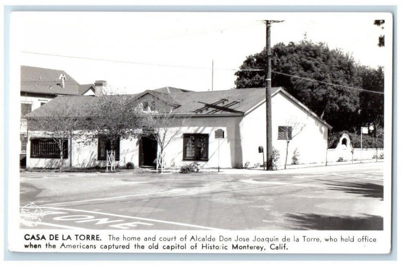 c1940's Casa De La Torre Historic Monterey California CA RPPC Photo Postcard