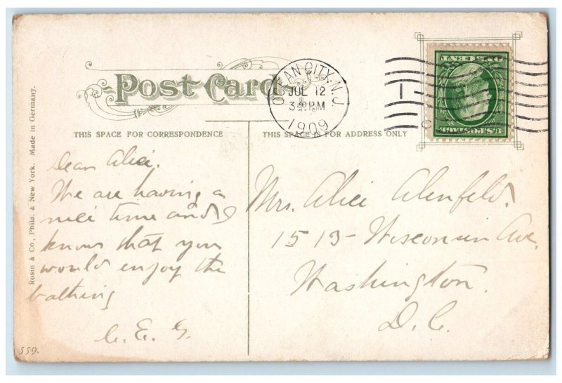 1909 The Bathing Hour Beach Crowded People Ocean City New Jersey NJ Postcard