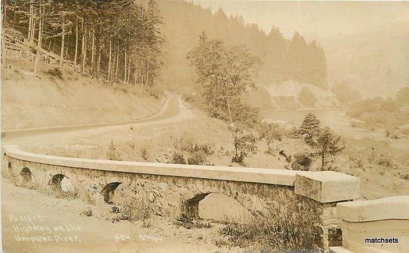 1930s Highway Umpqua River Oregon Patterson RPPC Real photo postcard 2084