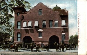 Coffeyville KS Fire Dept Station c1910 Postcard