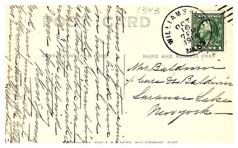 Massachusetts  Williamsburg , The Meekins Library, RPPC