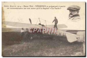 Old Postcard Jet Aviation Vedrines preparing to leave in recognition of his p...