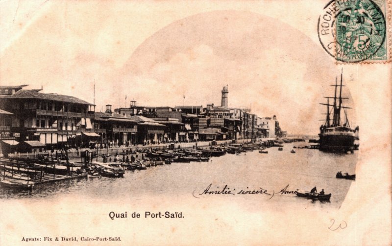 Egypt Port Said Quai Vintage Postcard C386