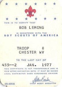 Approx. Size: 2.5 x 3.5 Boy Scouts of America Bob Lemong Late 1800's Tradecar...