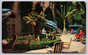 San Francisco California~Hotel Canterbury Flower Garden~Vintage Postcard
