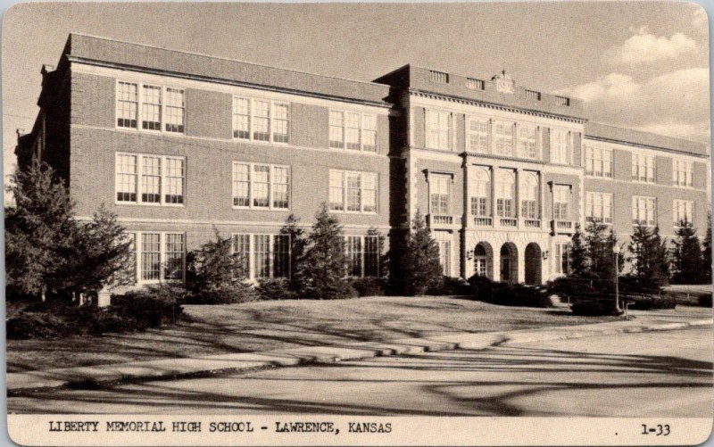 Kansas Lawrence Liberty Memorial High School Real Photo