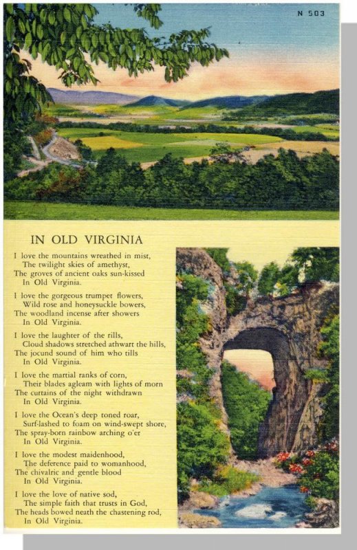 Virginia/VA Multi-View Postcard, In Old Virginia, Near Mint!