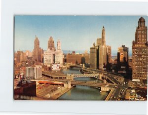 Postcard Wacker Drive And Chicago River, Chicago, Illinois