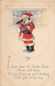 F96/ Santa Claus Christmas Postcard c1910 Telephone Call 11