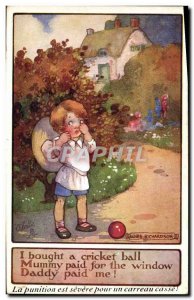 Old Postcard Fantasy Illustrator Child Agnes Richardson I bought a cricket ball