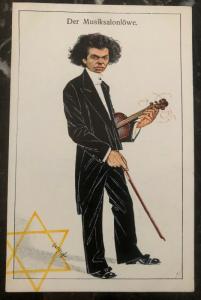 1938 Germany Mint Postcard Eternal Jew Museum Exhibit The Violinist B