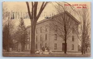 1911 Albion Michigan MI Vintage Postcard Chapel Albion College Building Posted