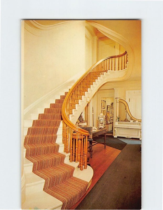 Postcard Oval winding staircase, Suffolk County Whaling Museum, Sag Harbor, N.Y.