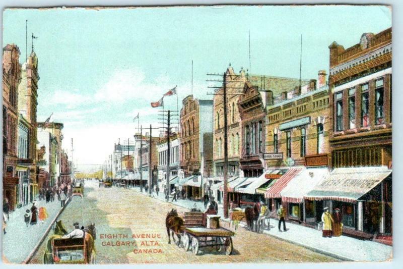 CALGARY, ALBERTA Canada  EIGHTH STREET Scene  ca 1910s  Postcard