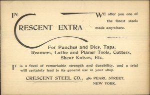 Pearl St. New York City Crescent Steel Co 1895 Postal Card Shear Knives Cutter