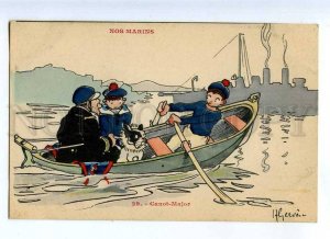 215315 FRENCH BULLDOG Canoe-Major FRENCH NAVY by GERVESE old 