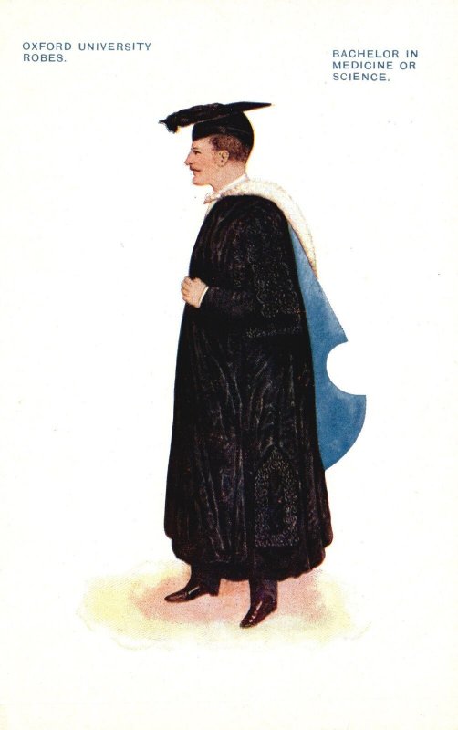 Vintage Postcard Oxford University Robes Bachelor In Medicine Or Science