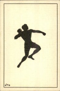 Track & Field Silhouette of Shot Put Athlete Old Postcard
