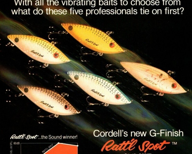 1988 Cotton Cordell Ratt'l  Spot Fishing Lure print Ad Old Fishing Lures 