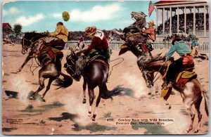 1913 Cowboy Race With Wild Bronchos Frontier Day Cheyenne Wyo. Posted Postcard