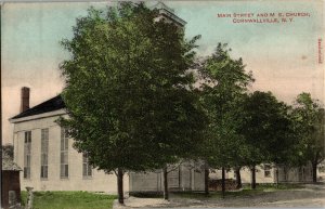 Main Street and M.E. Church, Cornwallville NY c1910 Vintage Postcard H41 