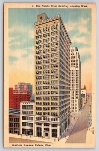 Linen~Ohio~Birds Eye View Of Toledo Trust Bldg On Madison Ave~1939 Postcard
