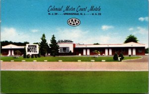 USA Colonial Motor Court Motels Springfield New Jersey Postcard 09.99