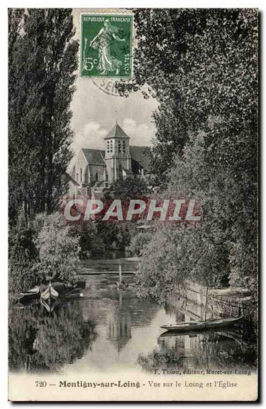 Montigny sur Loing Old Postcard View Loing and & # 39eglise