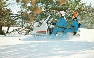 Postcard 1960s Snowmobile Evinrude Winter recreation advertising Brown 23-366