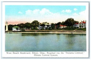 c1940's West Beach Boulevard  Via Panama Limited Biloxi Mississippi MS Postcard