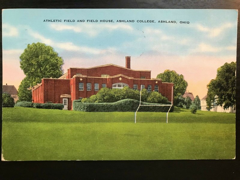 Vintage Postcard 1948 Athletic Field Field House Ashland College