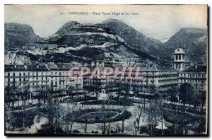 Old Postcard Grenoble Place Victor Hugo and Forts