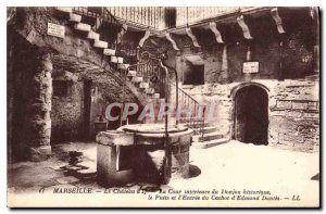 Old Postcard Marseille Le Chateau d'If The Inner courtyard of the historic Du...