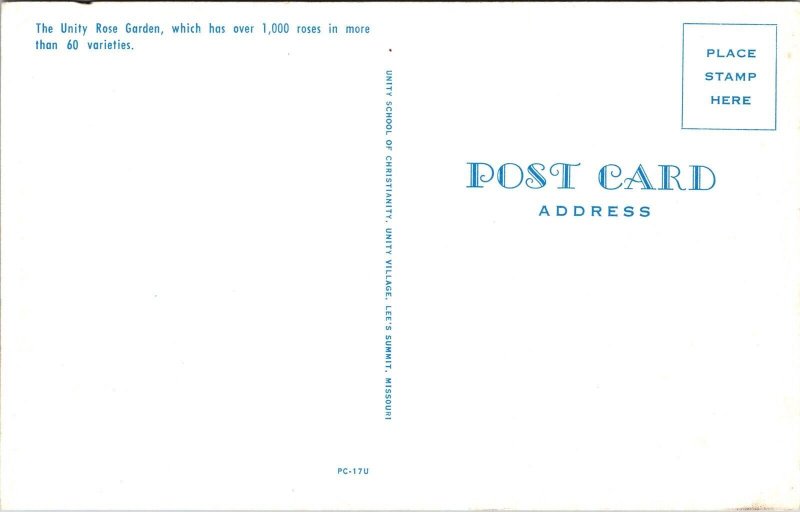 Unity Village Rose Garden Missouri Fountain Flowers Forest UNP Vintage