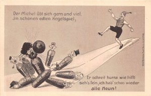 WW2 Comic Humor Bowling Vintage Postcard AA109884