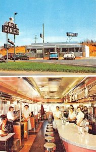 Warrenton VA Frost Diner Duo-View Waitresses Old Cars Postcard