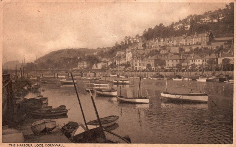 Vintage Postcard The Harbour Looe Cornwall Greetings And Beat Wishes Harvey