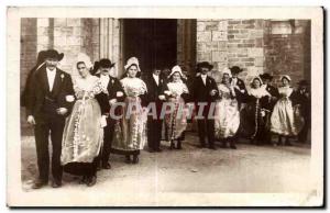 Postcard Old Surroundings of Auray Noce Bretonne Leaving The Church Folk Costume