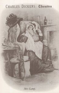 Mrs Gamp Charles Dickens Book Martin Chuzzlewit Rare Postcard