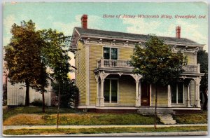 Greenfield Indiana IND, 1912 Home of James Whitcomb Riley, House, Postcard